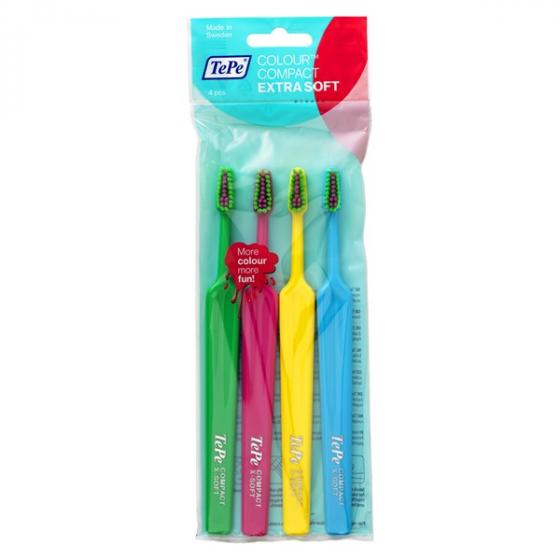 Brosses à dents compact extra soft TePe - lot de 4 brosses à dents