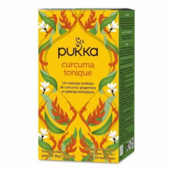 Tisane Curcuma tonique bio Pukka - boîte de 20 sachets