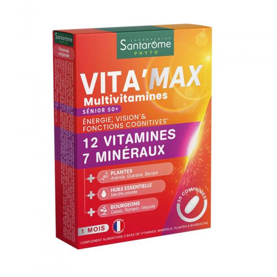 Vita'max multivitamines Senior 50+ Santarome - boîte de 30 comprimés