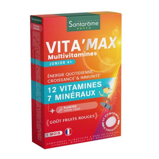 Vita'max multivitamines junior Santarome - boîte de 30 comprimés à croquer