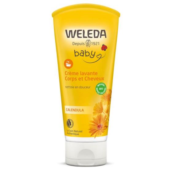 Crème lavante Calendula corps et cheveux Weleda bébé - tube de 200 ml