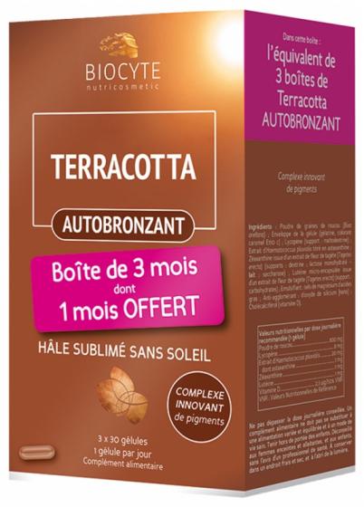 Terracotta autobronzant Biocyte - lot de 3 boîtes de 30 gélules