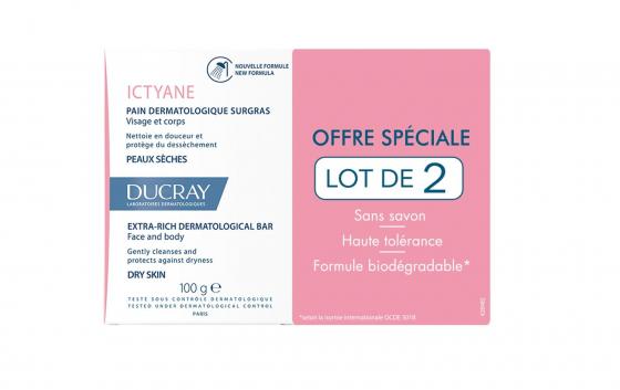 Ictyane pain dermatologique surgras Ducray - 2 x 100g