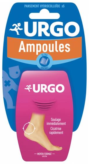 Pansements ampoules talon moyen format Urgo - 5 pansements hydrocolloïdes