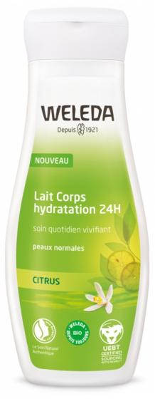 Lait corps hydratation 24H au Citrus Weleda - flacon de 200 ml
