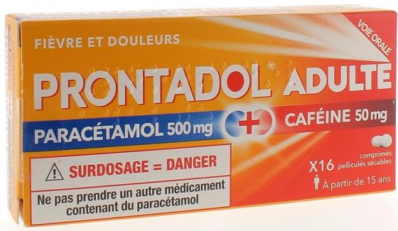 Prontadol adulte 500 mg/50mg - boîte de 16 comprimés pelliculé sécable