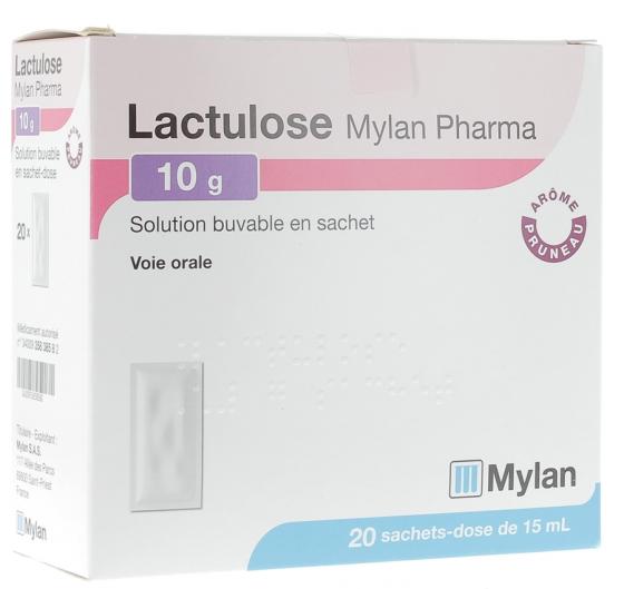 LACTULOSE MYLAN 10 g/15 ml solution buvable en sachet arôme pruneau - boite de 20 sachets-doses