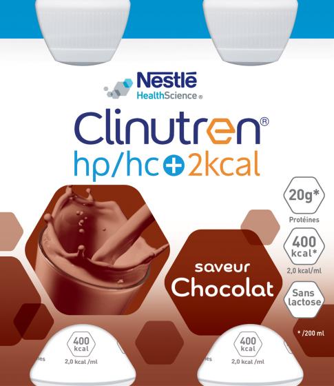 Clinutren HP/HC +2Kcal saveur chocolat - 4 bouteilles de 200 ml