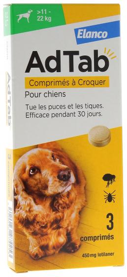 AdTab 450 mg chien 11-22kg Elanco - boîte de 3 comprimés à croquer