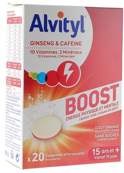 Alvityl Boost Ginseng et Caféine Urgo - boîte de 20 comprimés effervescents