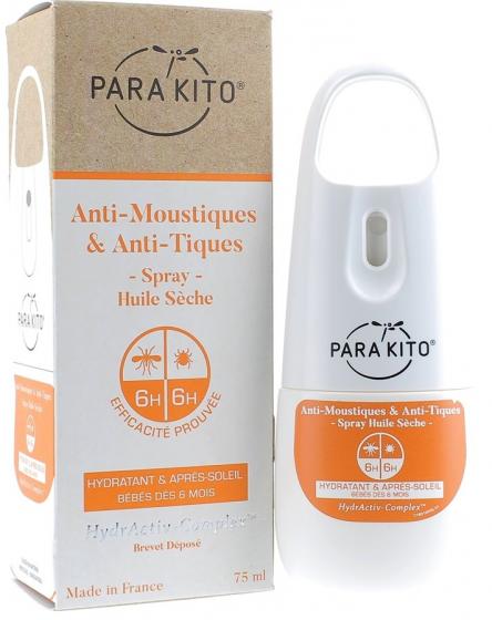Anti-Moustiques & Anti-Tiques spray huile sèche Para kito - spray de 75 ml
