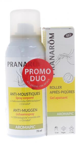 Aromapic Duo Spray corporel anti-moustiques + roller après-piqûres Pranarom - lot de 2 produits