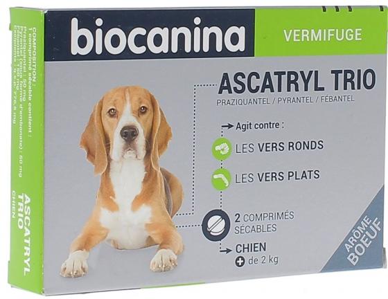 Ascatryl trio vermifuge Biocanina - boîte de 2 comprimés