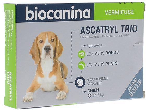 Ascatryl trio vermifuge Biocanina - boîte de 4 comprimés