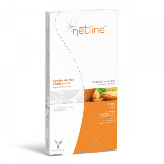 Bandes de cire dépilatoires corps Netline - boîte de 20 bandes