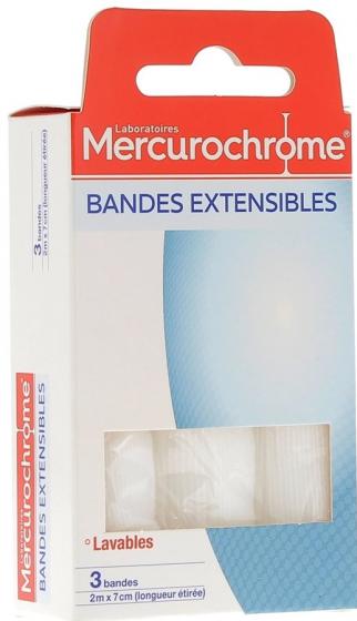 Bandes extensibles Mercurochrome - 3 bandes de 2 cm x 7 cm