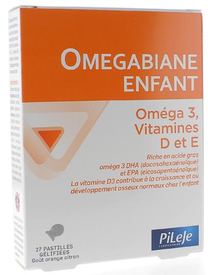 Omegabiane enfant oméga 3, vitamines D et E Pileje - boîte de 27 pastilles gélifiées