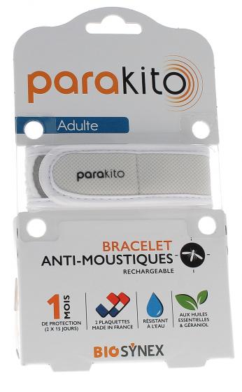Bracelet anti-moustiques rechargeable blanc Para Kito - 1 bracelet + 2 recharges