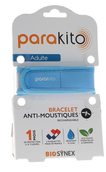 Bracelet anti-moustique rechargeable bleu Para kito - 1 bracelet + 2 recharges
