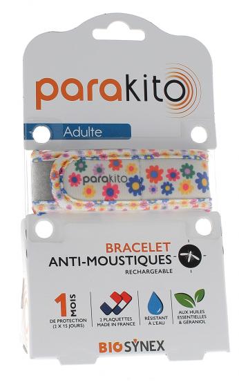 Bracelet anti-moustique rechargeable fleurs Para kito - 1 bracelet + 2 recharges