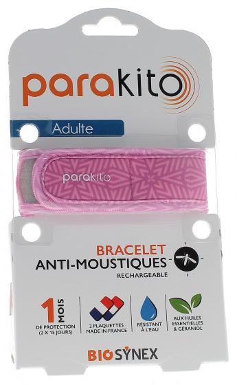 Bracelet anti-moustique rechargeable rose Para kito - 1 bracelet + 2 recharges