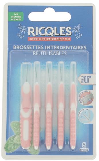 Brossettes interdentaires 0,6 mm Ricqles - 5 brossettes réutilisables