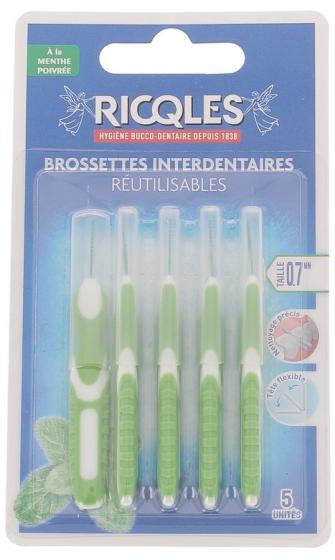 Brossettes interdentaires 0,7 mm Ricqles - 5 brossettes réutilisables