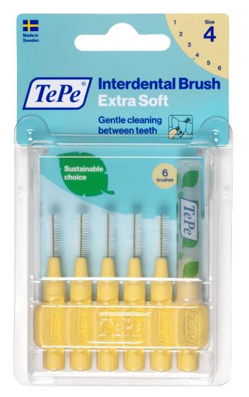 Brossettes interdentaires extra souples jaune pastel taille 4 (0,7mm) TePe - 6 brossettes