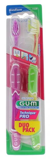 Brosse à dents medium technique pro duo pack Gum - 2 brosses à dents
