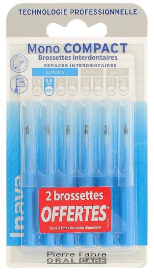 Brossettes interdentaires Mono compact étroits 0,8 mm Inava - 6 Brossettes (4 + 2 offertes)