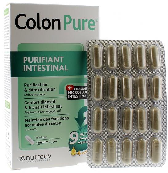 Colon Pure purifiant intestinal Nutreov - boîte de 40 gélules