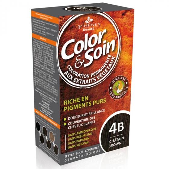 Color & soin coloration permanente Châtain brownie 4B Les 3 chênes - 1 kit