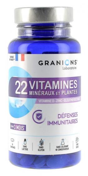 Complément alimentaire 22 vitamines minéraux et plantes Granions - boite de 90 comprimés