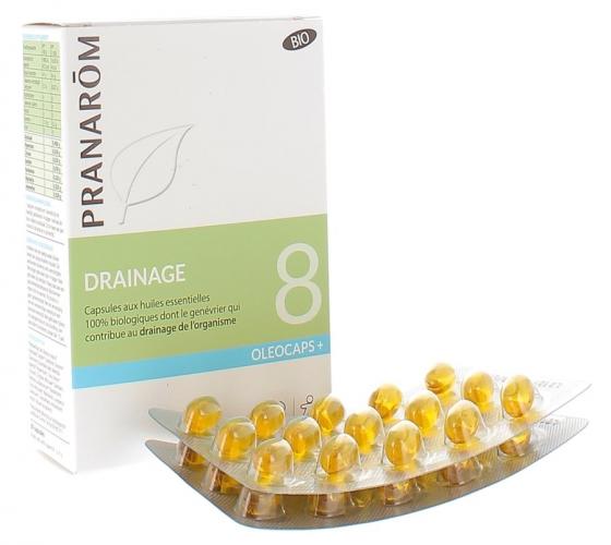 Oléocaps+ 8 drainage bio Pranarom - boîte de 30 capsules