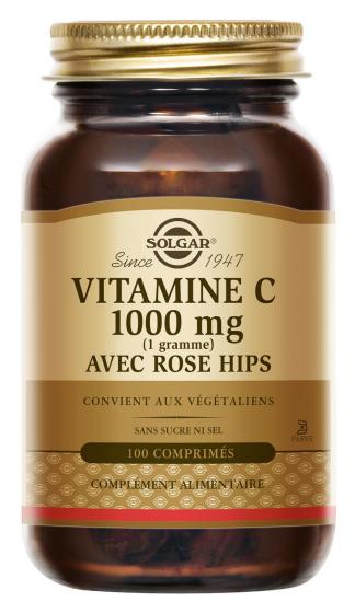 Vitamine C 1000mg avec Rose Hips Solgar - boite de 100 comprimés