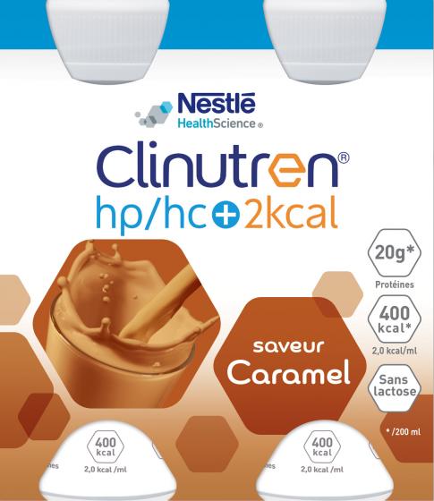 Clinutren HP/HC +2Kcal saveur caramel - 4 bouteilles de 200 ml