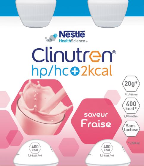 Clinutren HP/HC +2Kcal saveur fraise - 4 bouteilles de 200 ml