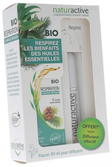 Complex' Diffusion respiration bio 30 ml + diffuseur olfactif offert Naturactive - boîte contenant 2 produits