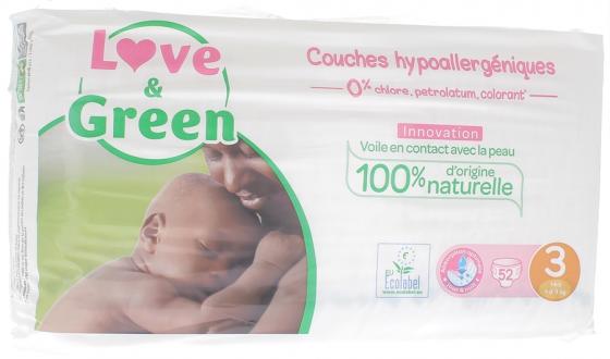 Couches hypoallergéniques taille 3 Love & Green - paquet de 52 couches