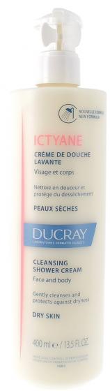 Crème de douche lavante peaux sèches Ictyane Ducray - flacon pompe de 400ml