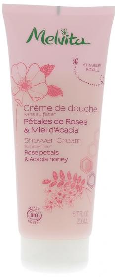 Crème de douche pétales de roses & miel d'acacia Melvita - Tube de 200 ml
