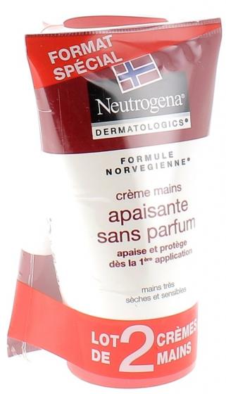 Crème mains apaisante sans parfum Neutrogena - lot de 2 tubes de 50 ml