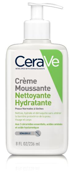 Crème moussante nettoyante hydratante CeraVe - Flacon-pompe de 236 ml