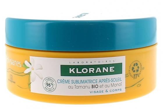 Crème sublimatrice après-soleil visage et corps polysianes au tamanu bio et au monoï Klorane - pot de 200 ml