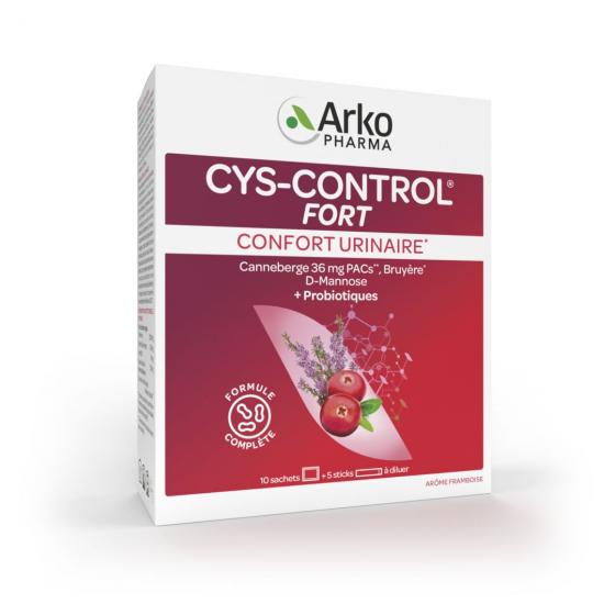 Cys-Control Fort Confort urinaire avec microbiotiques Arkopharma - boîte de 10 sachets + 5 sticks à diluer