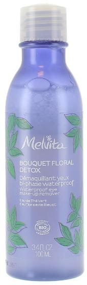 Démaquillant yeux bi-phase bouquet floral détox waterproof bio Melvita - bouteille de 100 ml
