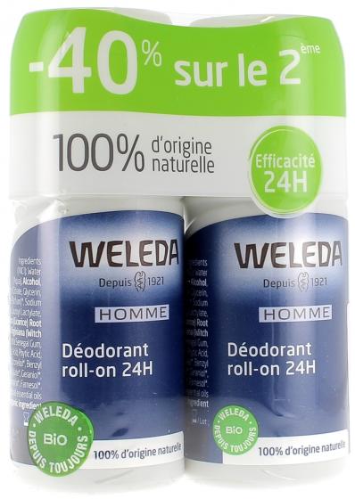 Déodorant Roll-on 24h homme Weleda - 2 flacons de 50 ml