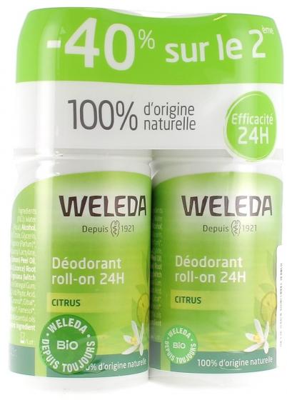 Déodorant au Citrus Roll-on 24h Weleda - lot de 2x50ml