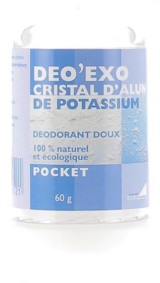 Deo'Exo Cristal d'Alun de Potassium Pocket Exopharm - stick de 60 g