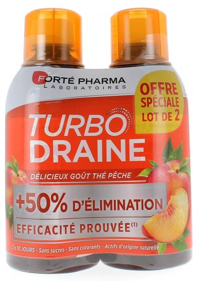 Turbodraine goût thé pêche Forté Pharma - lot de 2 flacons de 500 ml